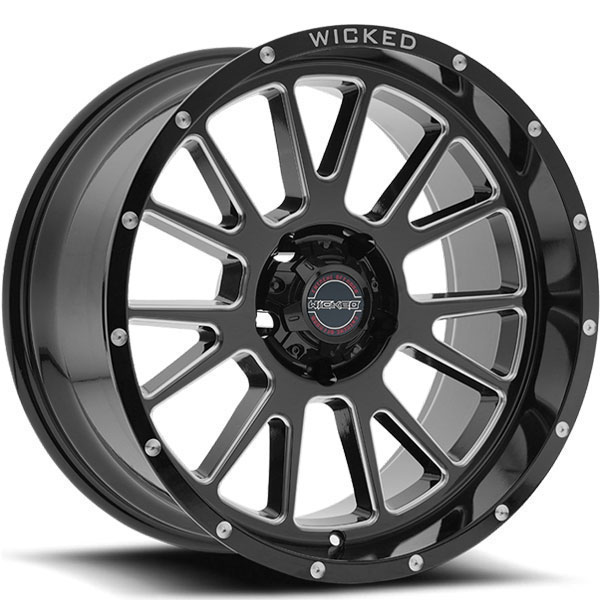Wicked Offroad W907 Gloss Black with Milled Spokes Center Cap