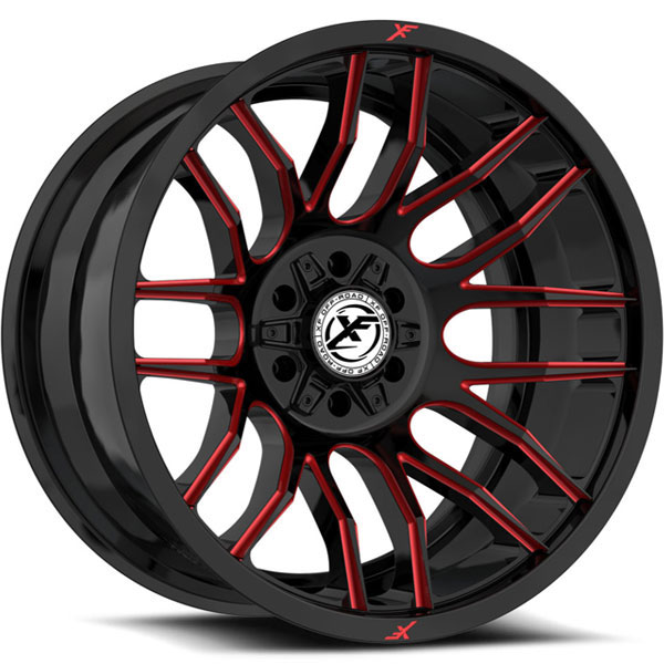 XF Off-Road XF-232 Gloss Black with Red Milled Spokes Center Cap