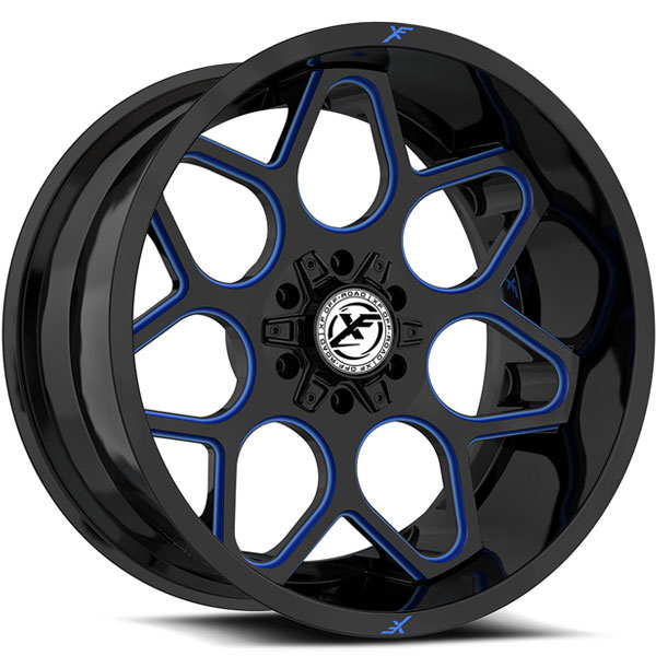 XF Off-Road XF-233 Gloss Black with Blue Milled Spokes Center Cap