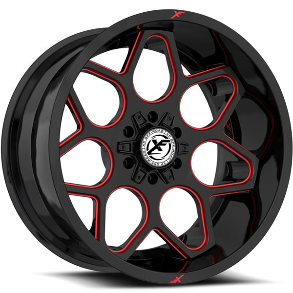 XF Off-Road XF-233 Gloss Black with Red Milled Spokes Center Cap