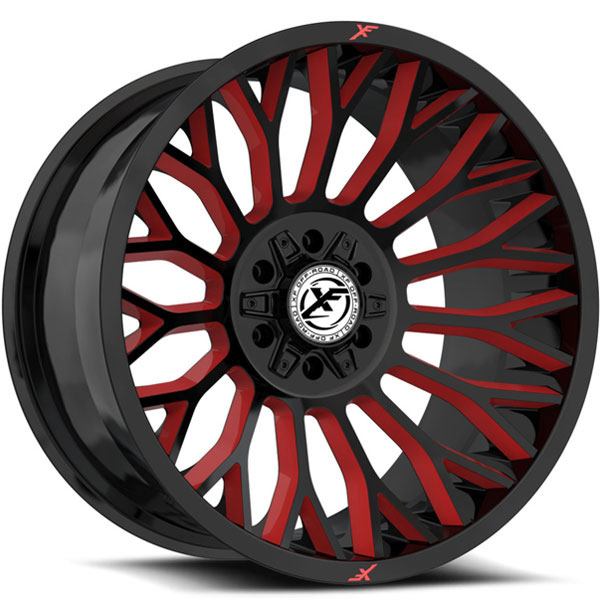 XF Off-Road XF-237 Gloss Black with Red Milled Spokes Center Cap