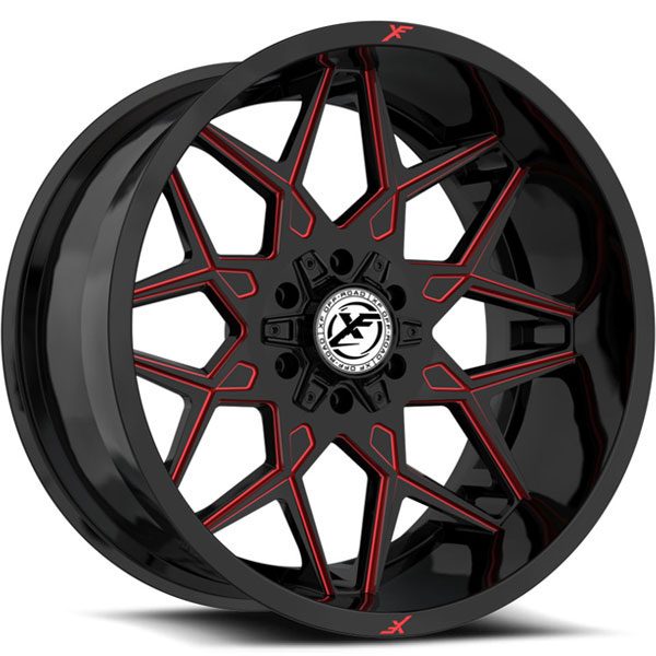XF Off-Road XF-238 Gloss Black with Red Milled Spokes Center Cap