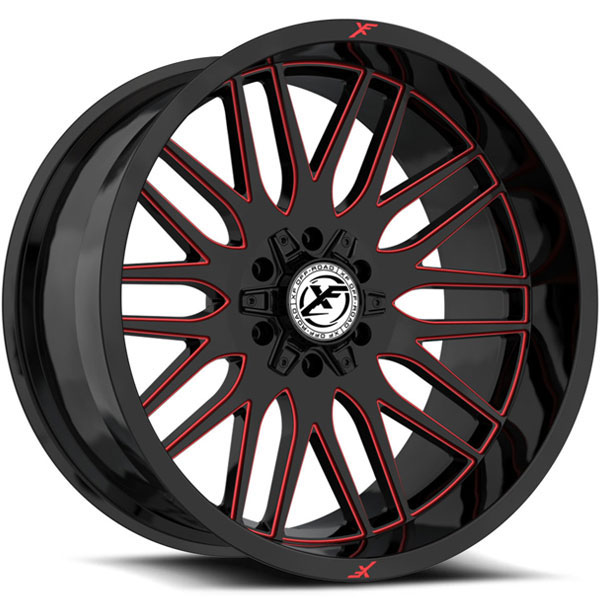 XF Off-Road XF-240 Gloss Black with Red Milled Spokes Center Cap