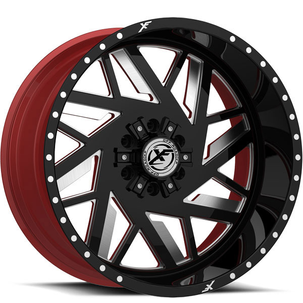 XF Off-Road XFX-306 Gloss Black with Red Milled Spokes and Red Inner Center Cap