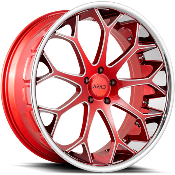 Azad AZ99 Candy Red with Milled Spokes and Chrome SS Lip