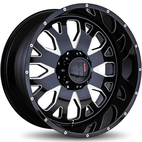 Havok Off-Road H104 Gloss Black with Milled Rivets