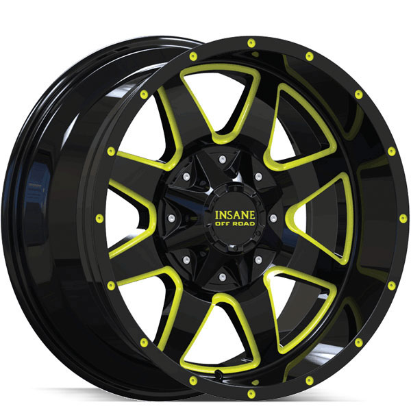 Insane Off-Road IO-04 Gloss Black with Yellow Milled Spokes