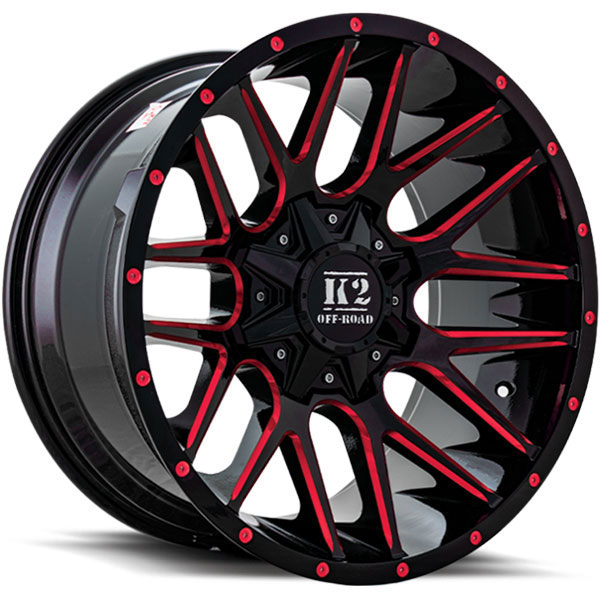 K2 OffRoad K18 Venom Gloss Black with Red Milled Spokes