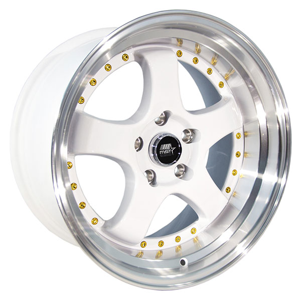 MST MT07 White with Machined Lip and Gold Rivets