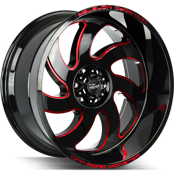 Off-Road Monster M07 Gloss Black with Red Milled Spokes