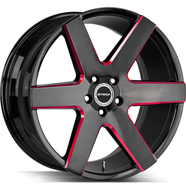 Strada Coda Gloss Black with Candy Red Milled Spokes
