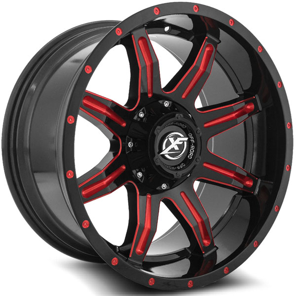 XF Off-Road XF-215 Gloss Black with Red Spokes